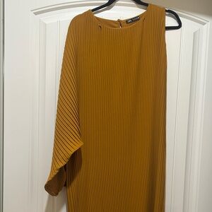 Zara One Shoulder Mustard Dress